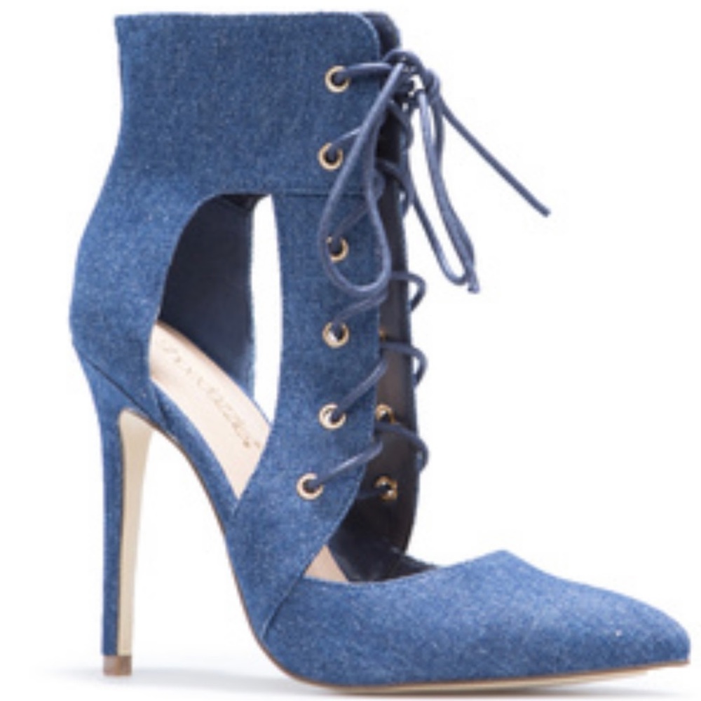 Jean material high heels